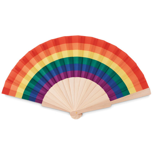 Branded Rainbow wooden hand fan