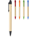 Full range of the Berk recycled carton and corn plastic ballpoint pen in 5 colours, including black, blue, red, orange and green