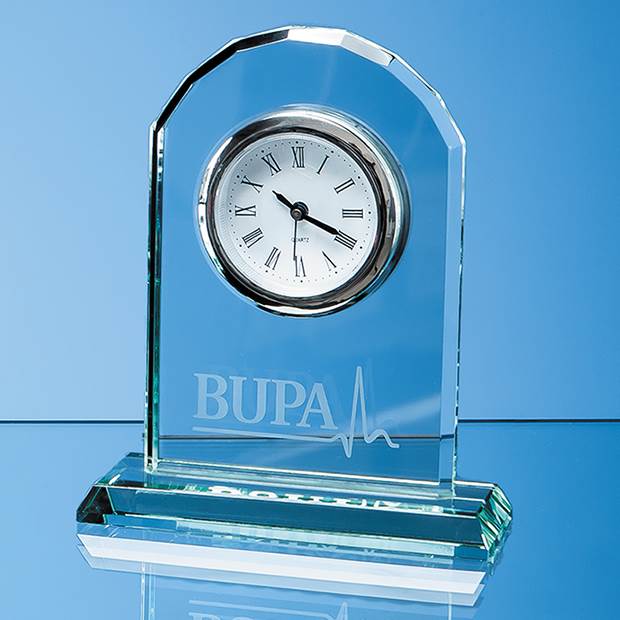 Branded 15cm Jade Glass Arch Clock