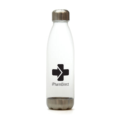 Branded Revive 650ml plastic drinks bottle Silver lid and base