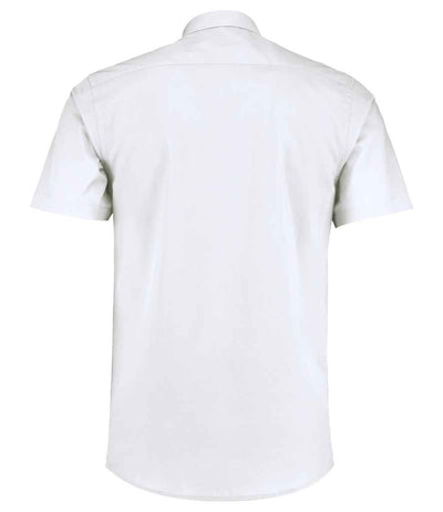 Kustom Kit Short Sleeve Tailored Poplin Shirt White
