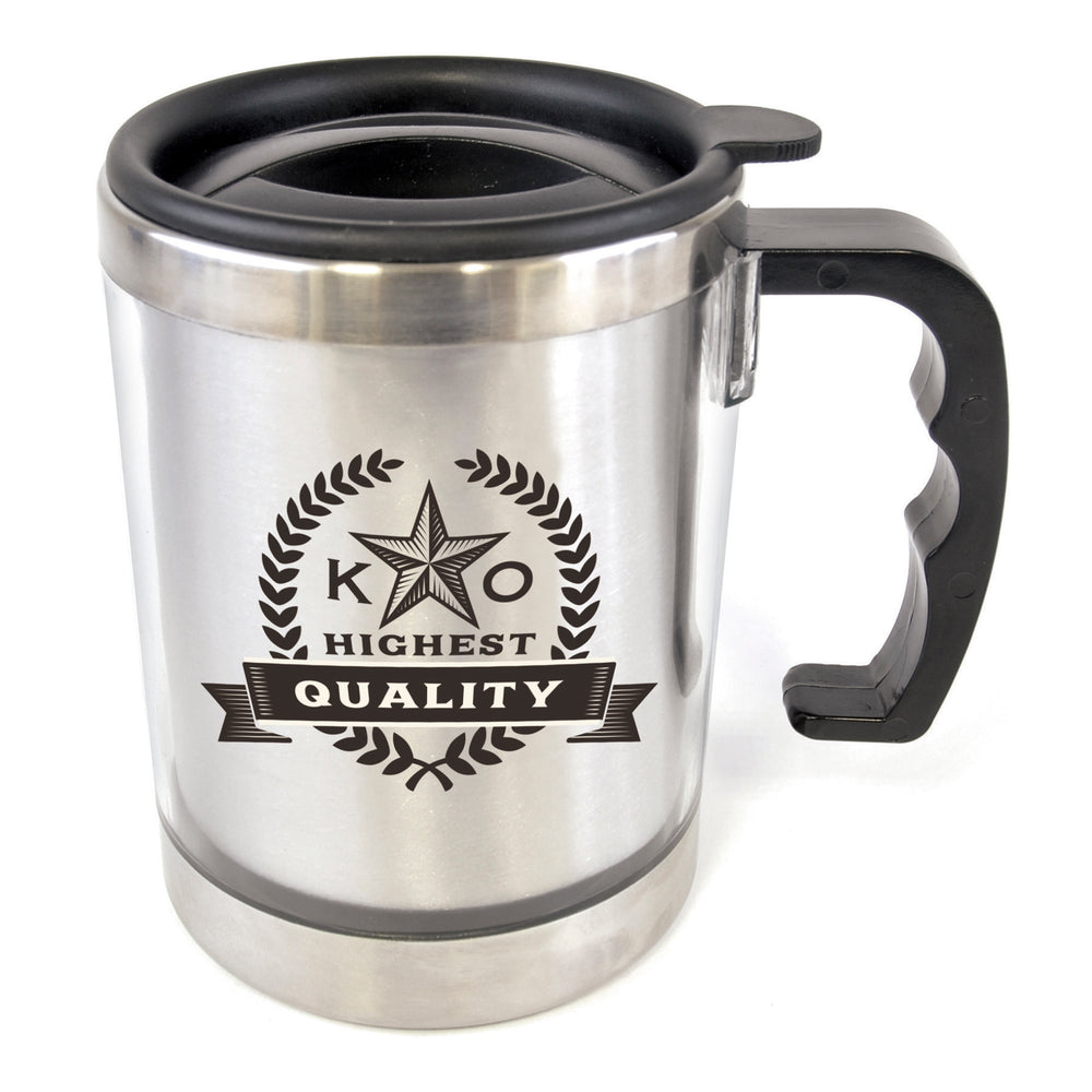 Branded Matisse 400ml double walled cylidrical travel mug