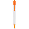 Calypso ballpoint pen with a white barrel and translucent orange on the clip and nose