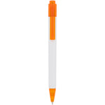 Calypso ballpoint pen with a white barrel and translucent orange on the clip and nose