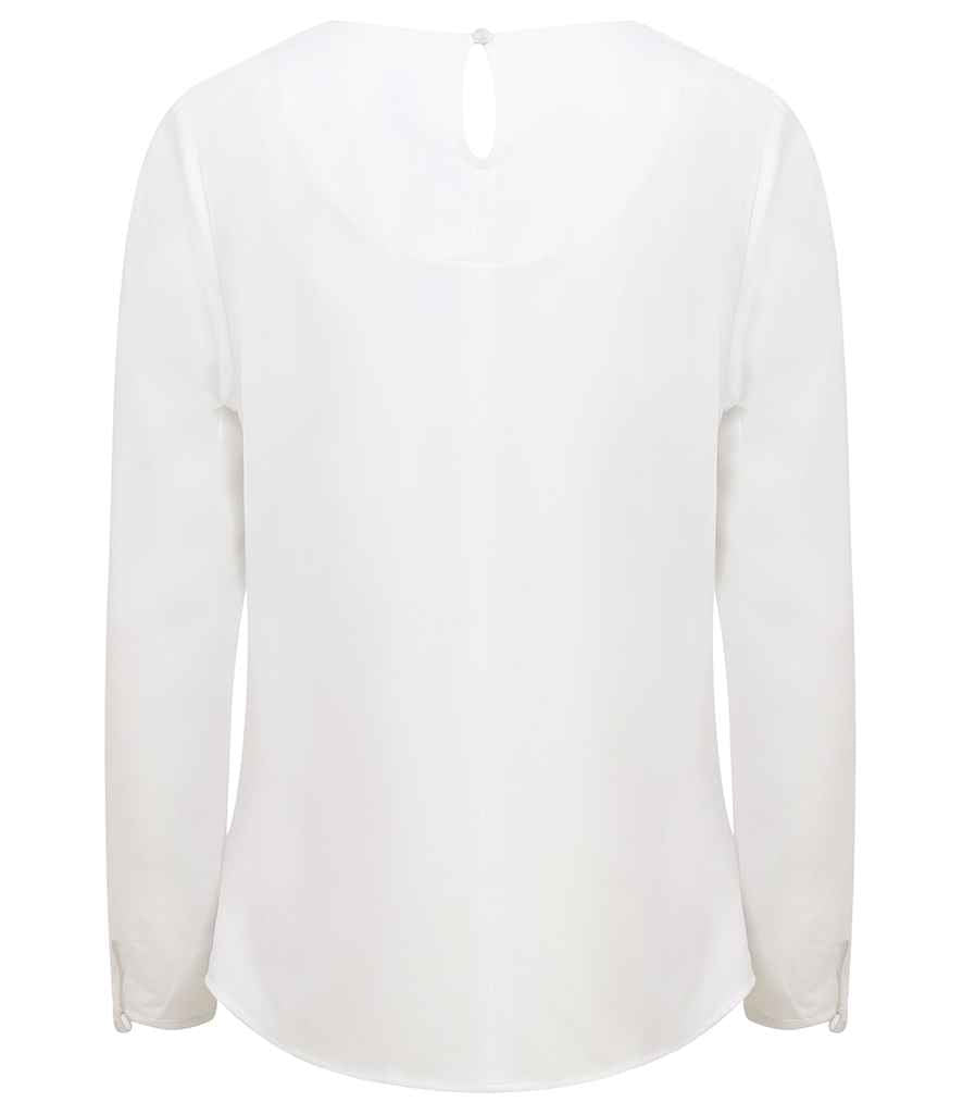 Branded Henbury Ladies Pleat Front Long Sleeve Blouse