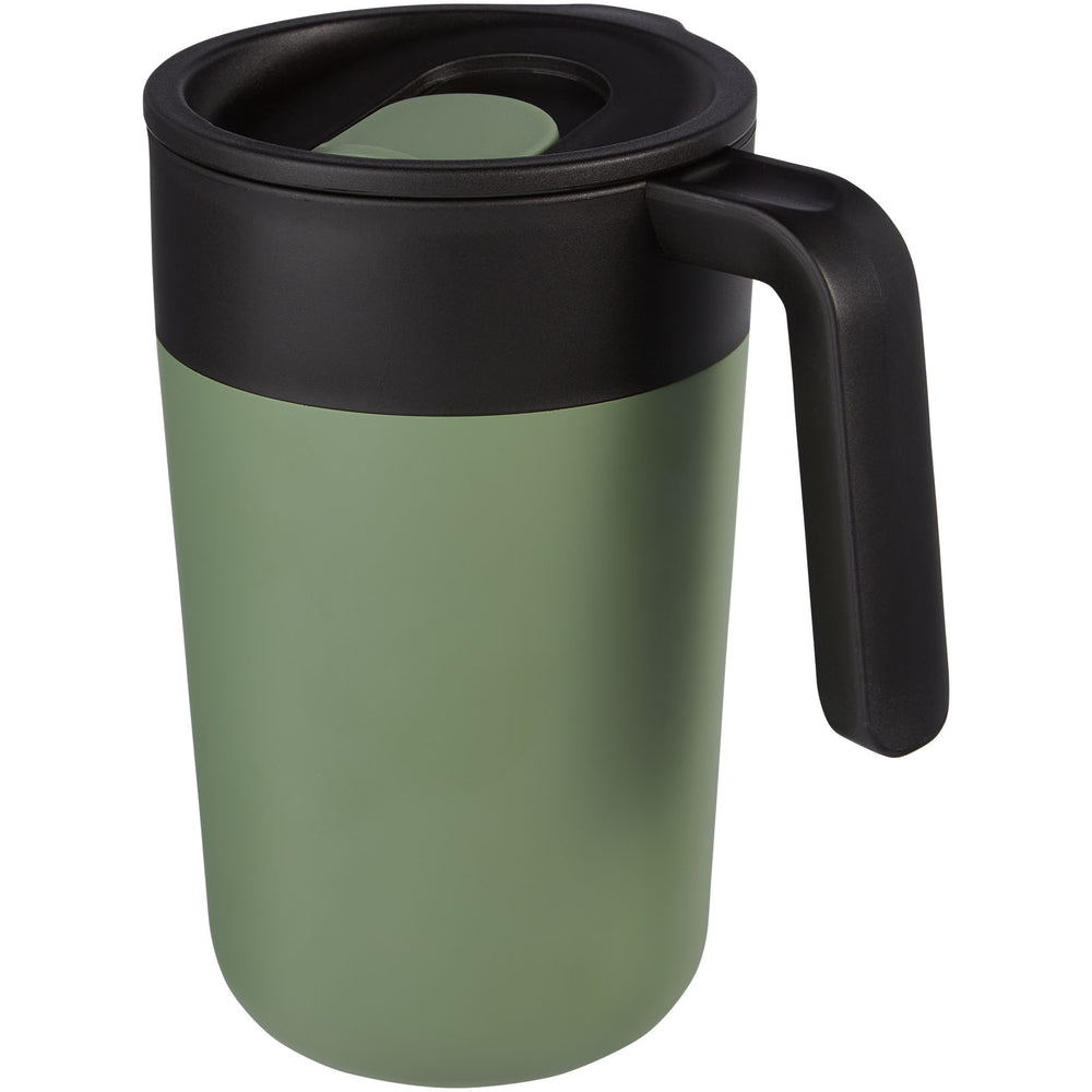 Branded Nordia 400 ml double-wall recycled mug