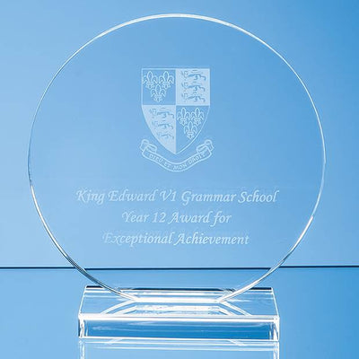 10cm x 12mm Clear Glass Circle Award