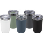 Branded Bello 420 ml glass tumbler with recycled plastic outer wall