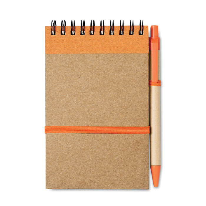 Branded A6 recycled notepad with pen