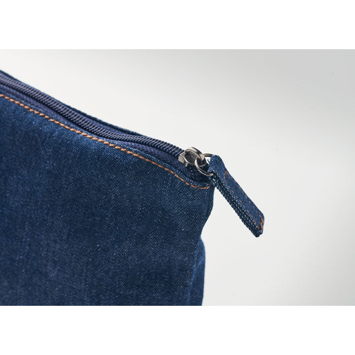 Branded Recycled denim cosmetic pouch
