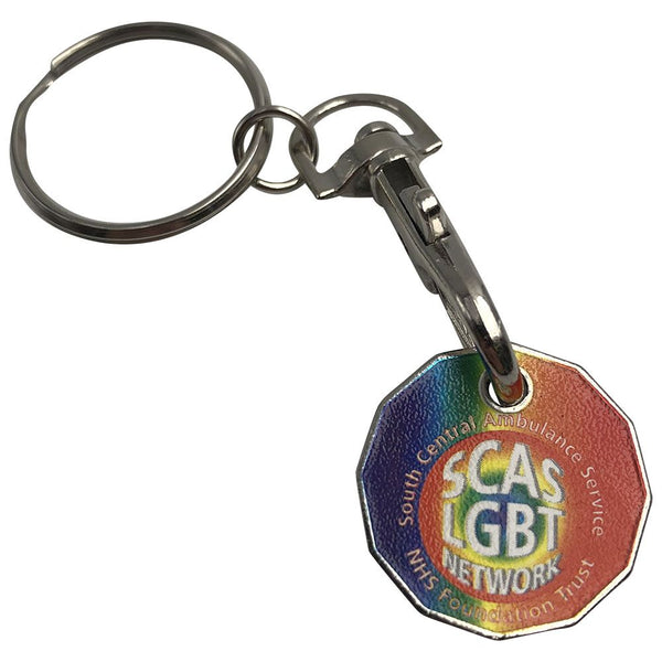 Branded Metal Trolley Coin Keyring - Full Colour Printed