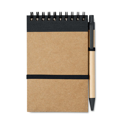 Branded A6 recycled notepad with pen