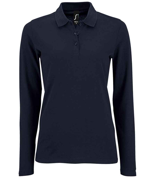 SOL'S Ladies Perfect Long Sleeve Piqué Polo Shirt French Navy
