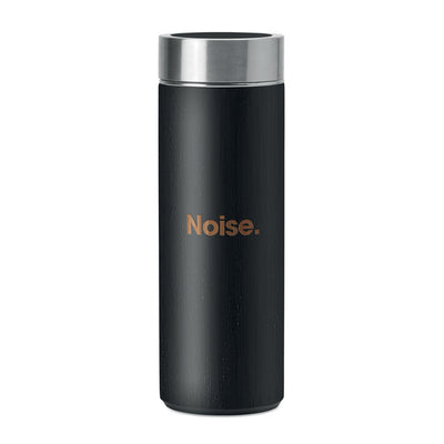 Branded Double wall bamboo flask with tea infuser 400ml