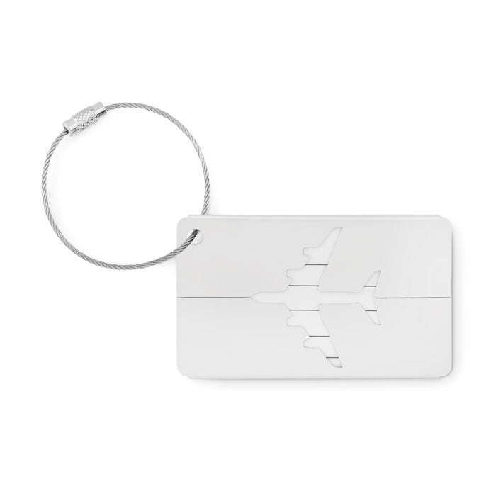 Branded Aluminium luggage tag with Plane cut-out