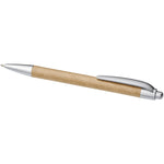 Tiflet recycled paper ballpoint pen in natural brown colour with silver tip and top