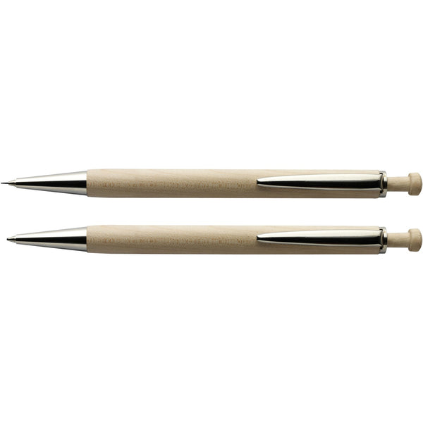 Branded Carleith Wooden pen and pencil set