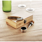Branded Wine Accessory set in bamboo box