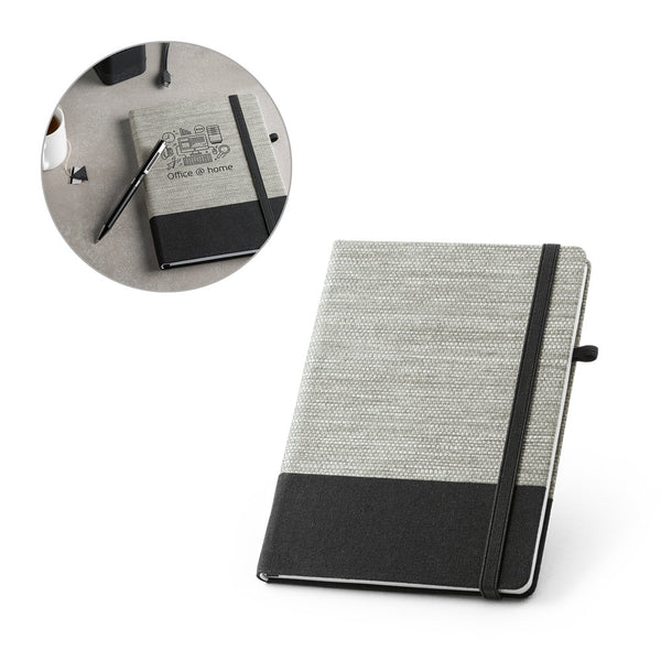 ROUSSEAU. A5 notebook in straw fibre and cotton canvas