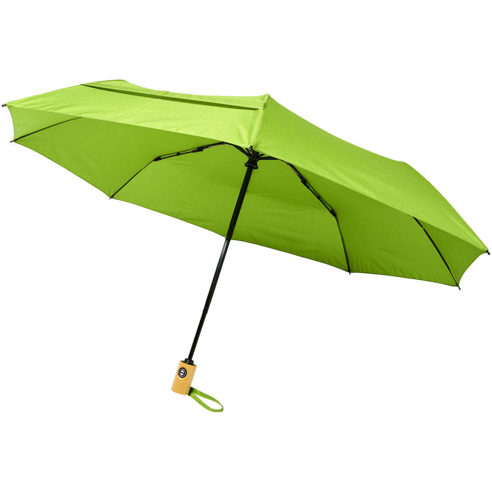 Branded Bo 21" foldable auto open/close recycled PET umbrella