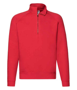 Fruit of the Loom Premium Zip Neck Sweatshirt Red