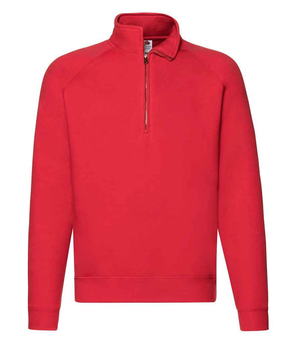 Fruit of the Loom Premium Zip Neck Sweatshirt Red