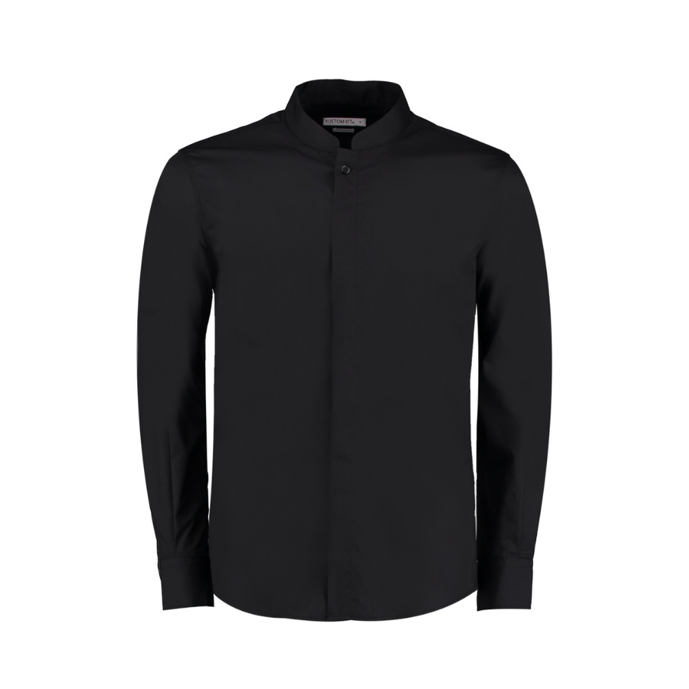 Kustom Kit Long Sleeve Tailored Mandarin Collar Shirt