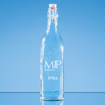Branded 1ltr Square White Cap Swing Top Bottle