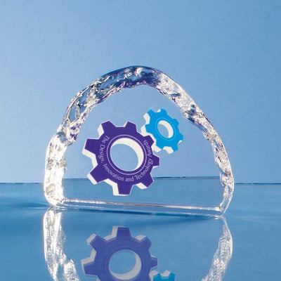 Branded 9.5cm Optical Crystal Ice Block Paperweight