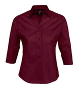 SOL'S Ladies Effect 3/4 Sleeve Fitted Shirt Burgundy