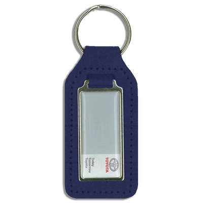 Branded Long Square Shaped Keyfob with Domed Medallion