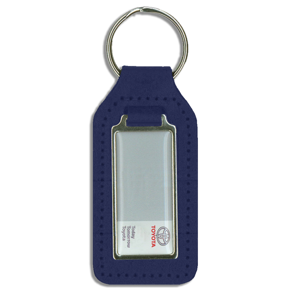 Branded Long Square Shaped Keyfob with Domed Medallion