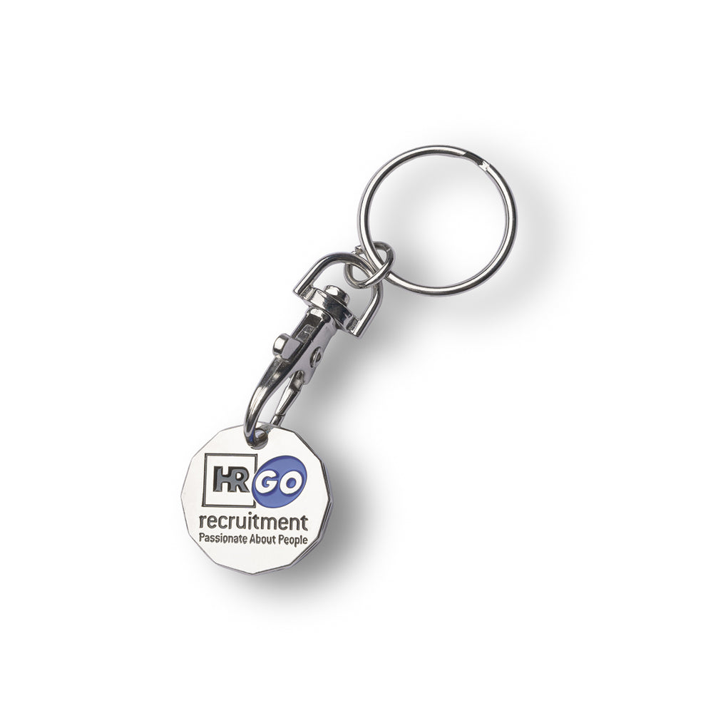 Branded Trolley Coin Keyring - Enamelled