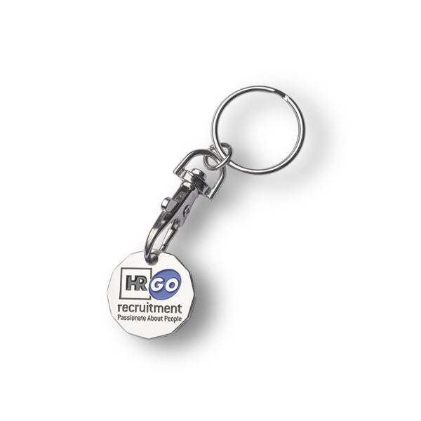 Branded Trolley Coin Keyring - Enamelled