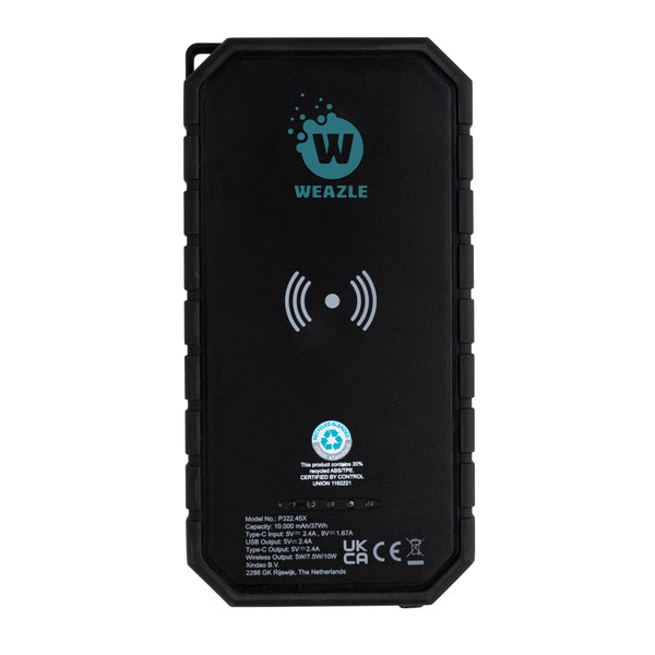 Branded RCS recycled plastic Solar powerbank with 10W Wireless