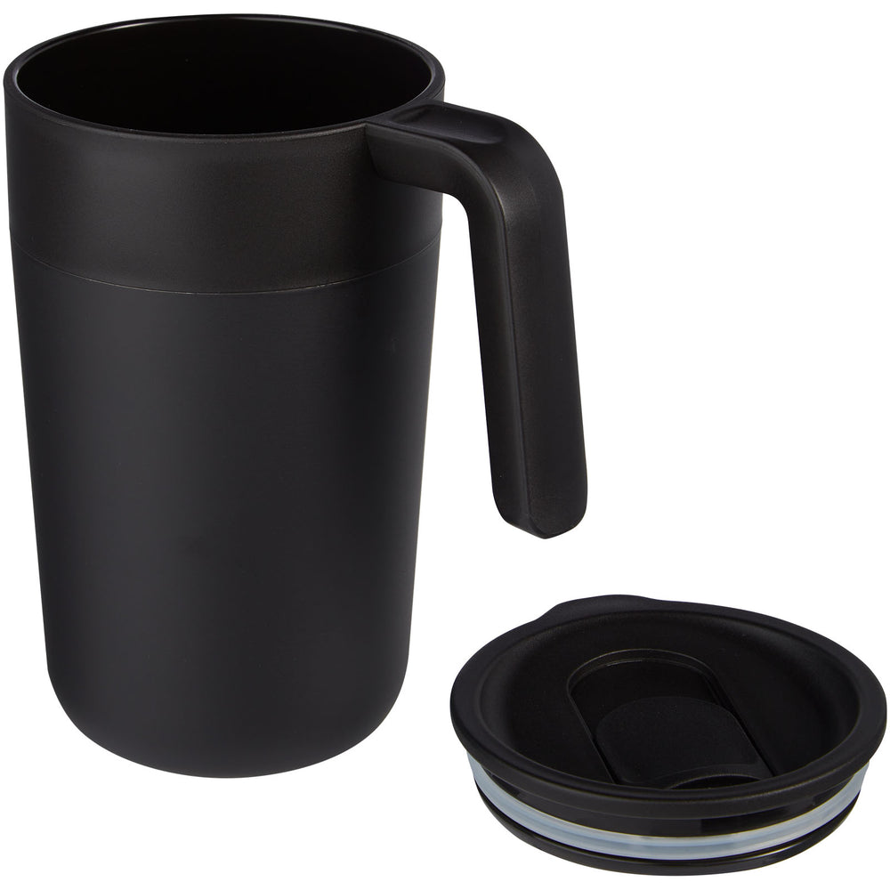 Branded Nordia 400 ml double-wall recycled mug