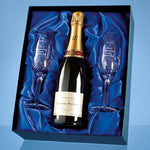 Branded Double Champagne Flute Gift Set with a 75cl Bottle of Laurent Perrier Champagne