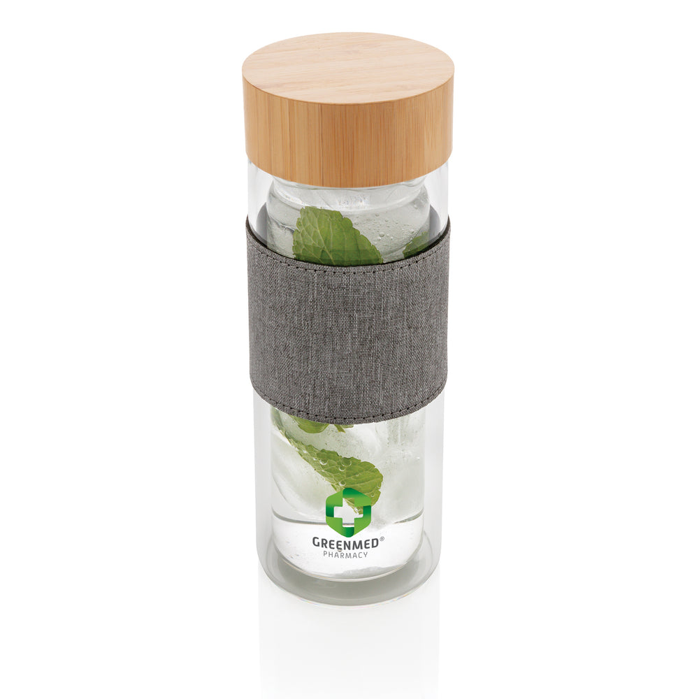 Branded Impact double wall borosilicate glass bottle
