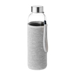 Glass bottle in pouch 500ml Grey