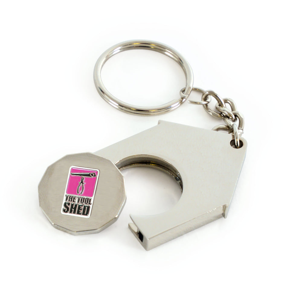 Branded House Shape Trolley Coin Keyring