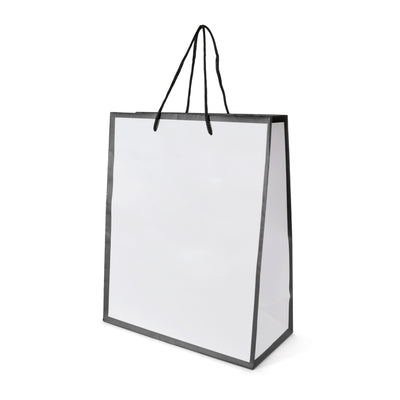 Newquay White Paper Bag with trim and contrasting rope handles