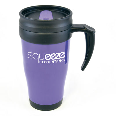 Branded Polo Plus 400 ml Plastic Solid Coloured Travel Mug