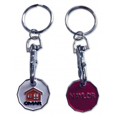 Branded Trolley Coin Keyring - Enamelled