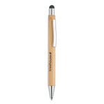 Bamboo Stylus Pen Blue Ink With branding on the barrel