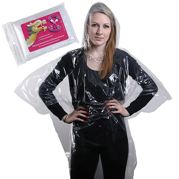 Emergency Rain Poncho with Printed Label