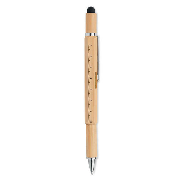 Branded Spirit level pen in bamboo