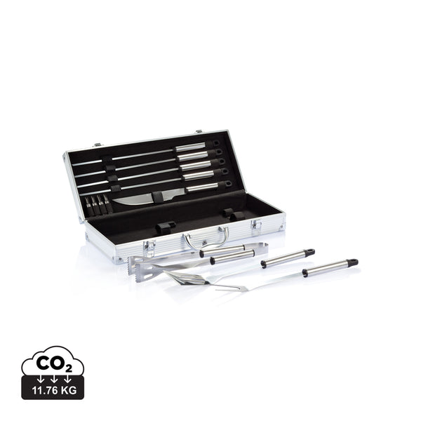 Branded 12 pcs barbecue set in aluminium box
