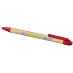 Berk recycled carton and corn plastic ballpoint pen in red with branding down the barrel