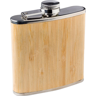 Branded Maybelle Stainless steel and bamboo hip flask