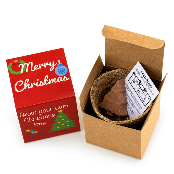 Christmas Tree Seed Bomb Kit Includes Kraft Box & Sleeve